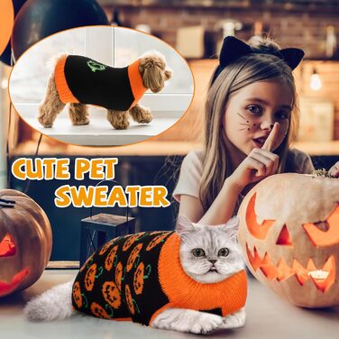 Набір із 3 светрів для собак і котів Halloween, гарбуз, Boo, середній розмір, костюм для домашніх тварин, в'язаний одяг