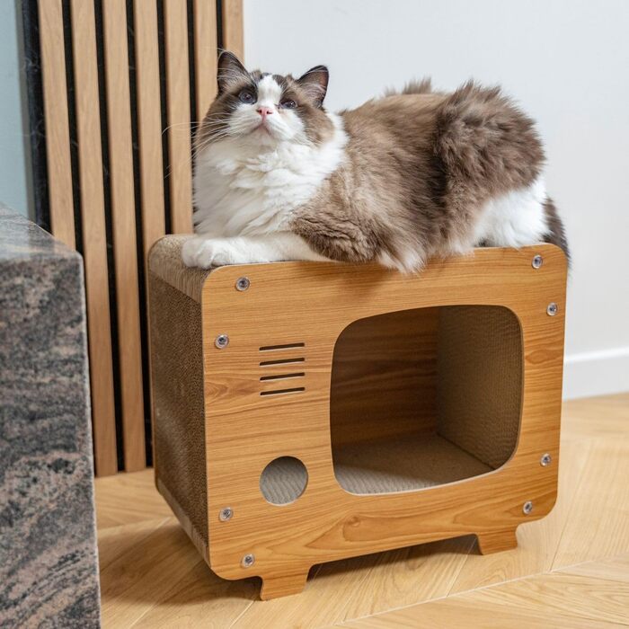 Petsona Кігтеточка для котів з натурального картону - ігровий майданчик, килимок, іграшка для самостійних розваг, 45x38x24,5 см