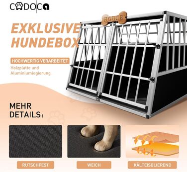 CADOCA® Переноска для собак, алюмінієва, 54x70x51 см, для подорожей в авто, міцна, закривається на замок