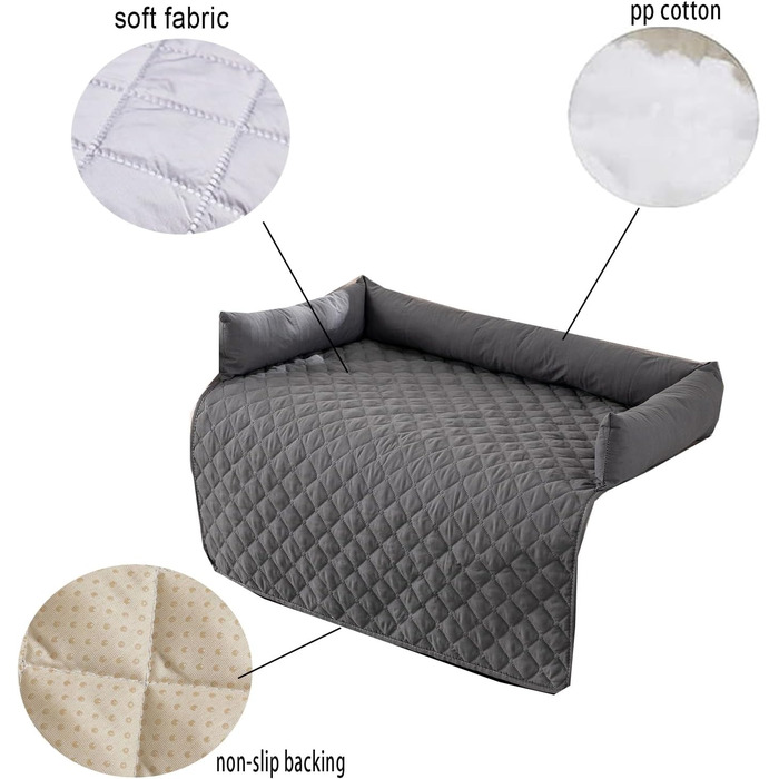 М'яке зручне ліжко-софа для котів та собак, водонепроникний чохол для ліжка, пральна собача підстилка, нековзне заспокійливе ліжко, зручні собачі килимки (90 x 90 см, світло-сірий) 90x90см світло-сірий