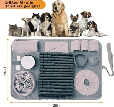 Килимок для собак SchnüFfelteppich, миючий, для тренувань та повільного годування, сірий (66 x 42 см)