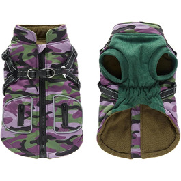 Тепла куртка для собак з підкладкою та шлейкою, водонепроникна, світловідбиваюча, вітрозахисна | Haustierweste (фіолетовий)