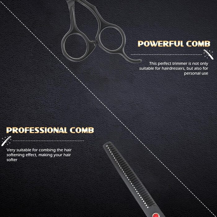 Професійна ножиця для стрижки волосся та текстуризації - чорний колір (2 шт.)