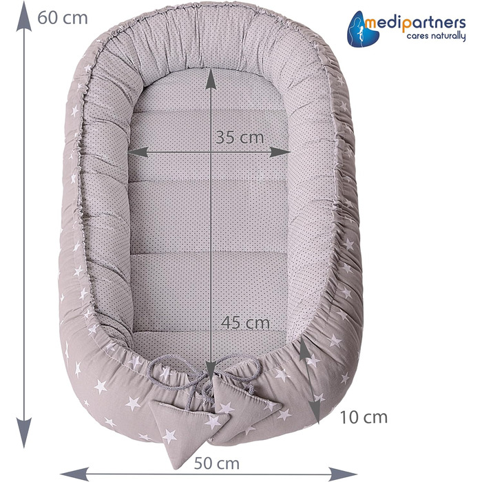Килимок для кота та собаки Medi Partners 75x60x10 см, м'яке ліжко-гніздо з зірками (білий)