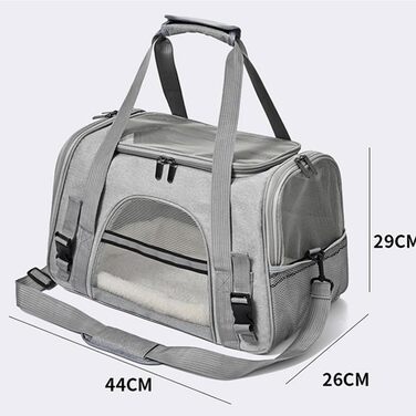 Транспортна переноска для тварин, переноска для кота, переноска для собак, підходить для маленьких собак, котів, кошенят, цуценят, зручний ремінь, регульований плечовий ремінь, для подорожей та прогулянок (Сірий)