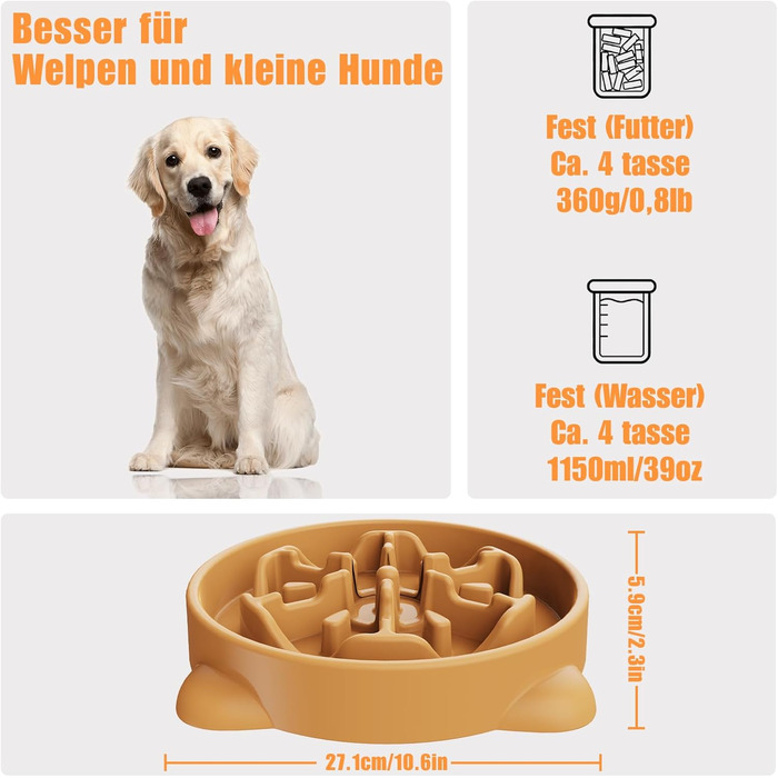 Миска для собак великих порід, 27.1 см, анти-слизька, оранжева