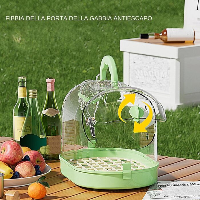 Переносна клітка для птахів: зручна транспортна коробка з безпечним замком (зелено-біла)