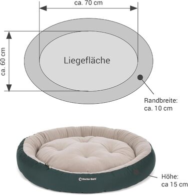 Кругле ліжко для собак середніх порід GreenLabel, м'яке, пухнасте, з вологостійким дном, фліс/бавовна, колір кобальтово-синій (L - 70x60 см)