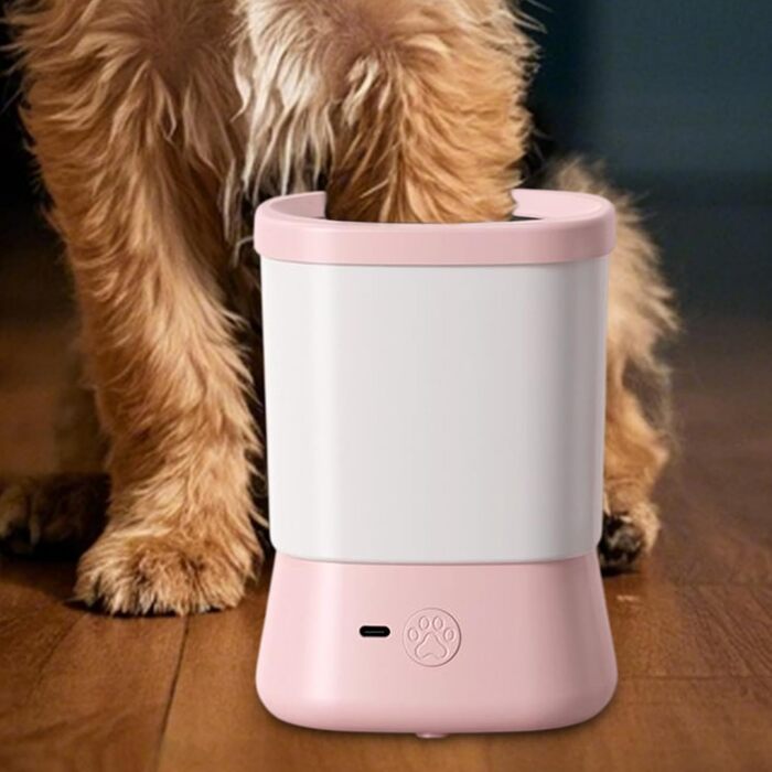 Очисник лап для собак | Мийка лап для собак, розбризкувач, щиток, 2 швидкості, аксесуар для догляду, інструмент для чищення, рожевий