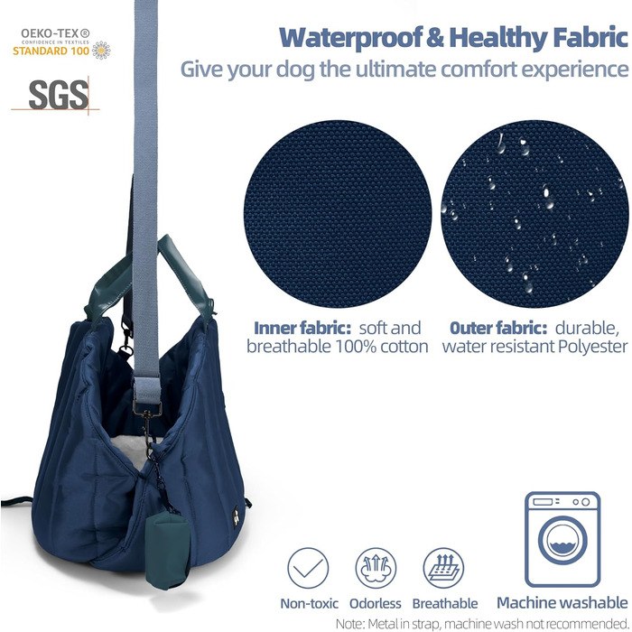 Сумка-переноска для собак Sytopia, середні породи, до 11,3 кг, колір бежевий/блакитний