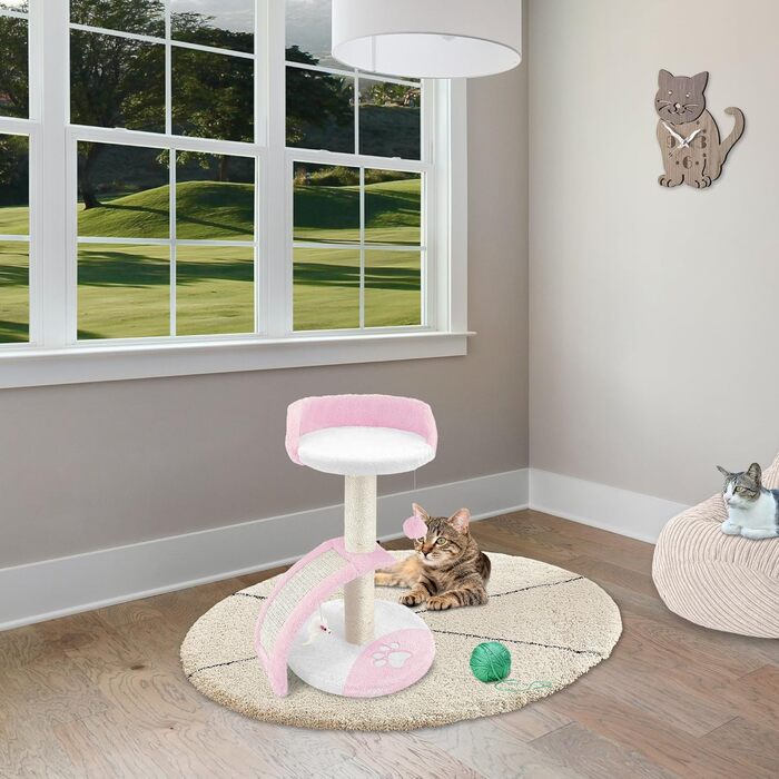 Дерев'яний кігтечка для котів Beltom® Kratzbaum 54 см, рожево-білий