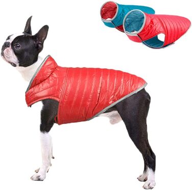 Зимова куртка для собак - тепла, водонепроникна жилетка з наповнювачем, світловідбиваюча, для осені/зими (XL, червоний + синій)
