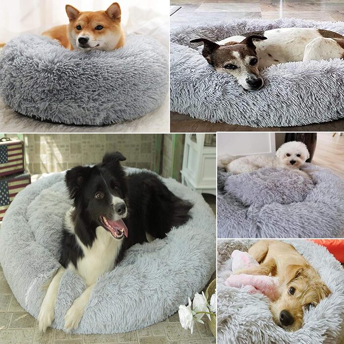 Ортопедична подушка для собак XXL: м'яке ліжко-софа для великих та середніх собак, антистрес, донат, сірий колір, memory foam