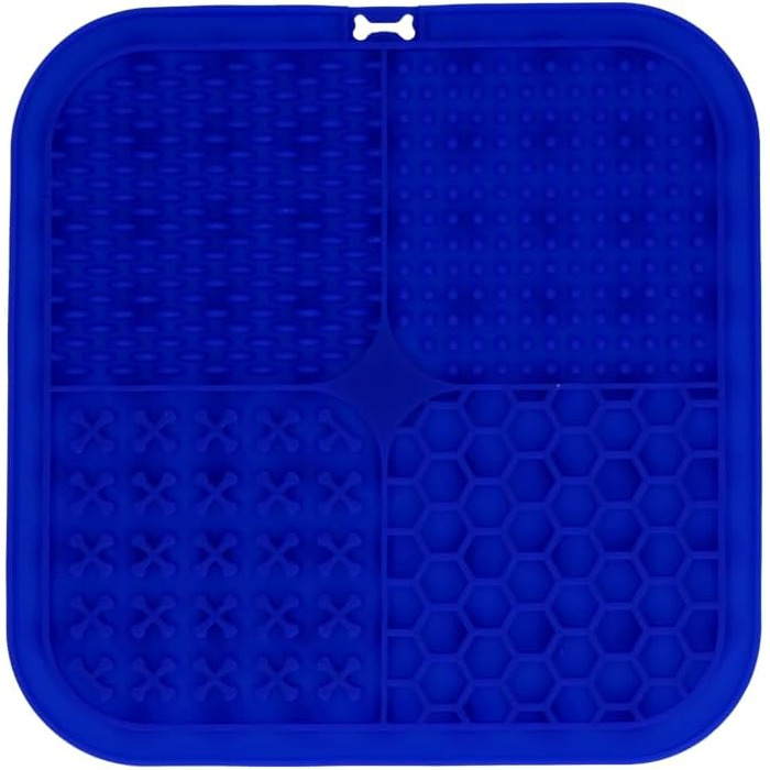 Килимок для собак 'Квартет' - 20x20 см - Ніздрючка, Анти-Ніздрючка, Slow Feeder, Силікон, Можна мити в посудомийній машині, Зелений (Блакитний)