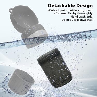 PawSailor 2-в-1 Поїлка та Контейнер для Корму для Тварин - 4 літри води + 500 г корму, Безвитікаюча Подорожня Поїлка-Миска для Собак, для Прогулянок, Походів, кемпінгу, Сіра