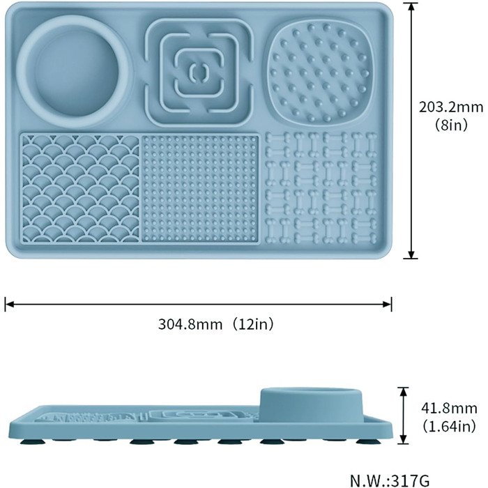 Силіконовий килимок для собак та котів Upgrade XL з великим присоском (без BPA) - рожевий/блакитний