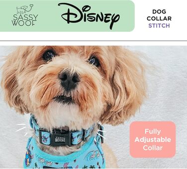 Офіційний нашийник Sassy Woof Disney Stitch для маленьких собак, регульований, міцний, зручний, стильний