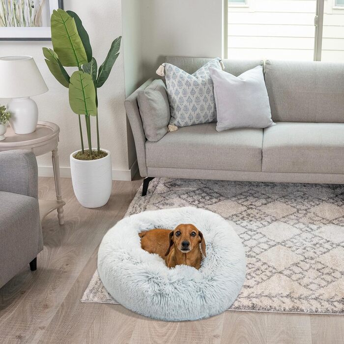 Ліжко для котів і собак Best Friends by Sheri Calming Donut, машинне прання, морозно-сіре, 58x58 см