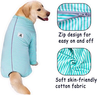 Боді для собак після операції: великі та середні породи, з блискавкою, альтернатива нашийнику, захист від слини (3XL, блакитний)