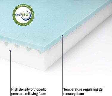 Ортопедичне лежанка для собак з гелевим шаром та пам'яті ефекту, водовідштовхувальне, для великих та малих собак, знімний чохол, блакитний (L)