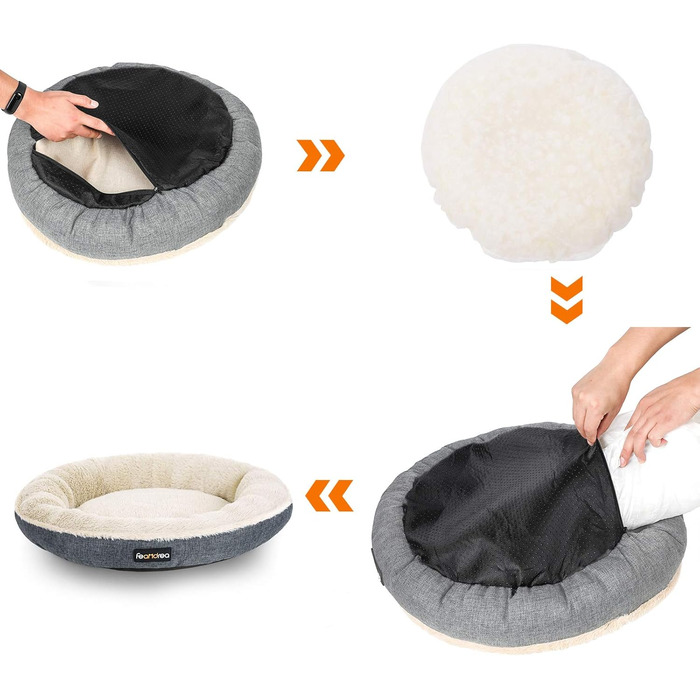 Кругле ліжко для собак та котів Feandrea, діаметр 75 см, сірий колір