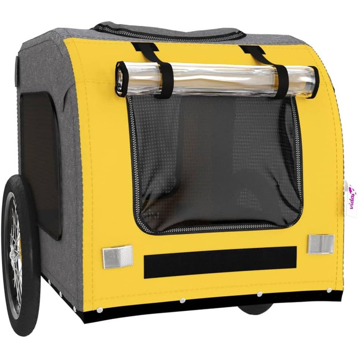 Причіп для велосипеда для собак та котів, жовто-сірий, Oxford-Gewebe та залізо