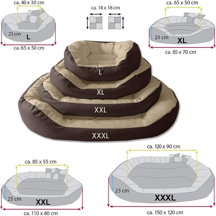 BedDog® Hundebett SABA 4в1: овальне/кругле, велике, з бортиком, XL, мокко (чорний/коричневий), 85x70x23 см