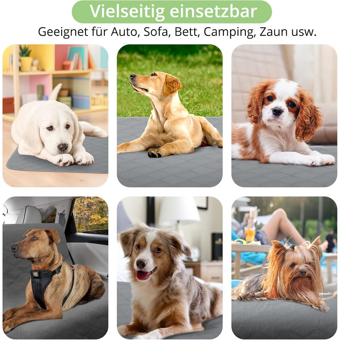 Водонепроникний килимок для собак, неслизька підстилка для тварин, килимок для котів, миючий, для захисту дивану, ліжка, автокрісла (темно-сірий, 76 x 190 см)