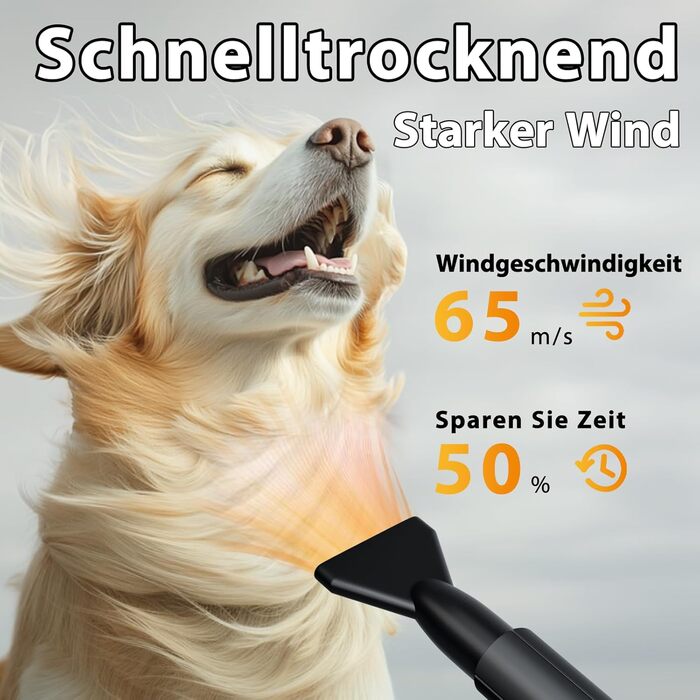 Фен для собак Blower 3000W, тихий, з регулюванням швидкості, 4 насадки, синій