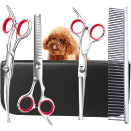 Набір професійних ножиць для собак 4 шт. з гребінцем для грумінгу. Ідеально для собак, котів та інших тварин.