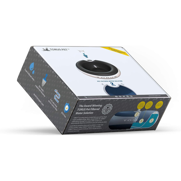 Автоматична поїлка Torus Pet Maxi для собак і котів, 2 л, синя, з фільтром, антимікробна, BPA-free, для дому і подорожей, не протікає