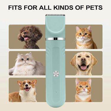 Триммер для собак | Набір для догляду за собаками 4-в-1 | Акумуляторна регульована ножиці для цуценят вдома, зелений