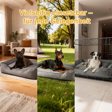 Лягу для собак середніх та великих порід Zedelmaier, 90х68х19 см: зносостійкий кошик, товсте ліжко, миється, водонепроникна, сірий колір.