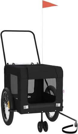 Причіп для собак Fasba: міцний, з відбивачами та прапором, для собак та котів, чорний, 135 x 68,5 x 73,5 см