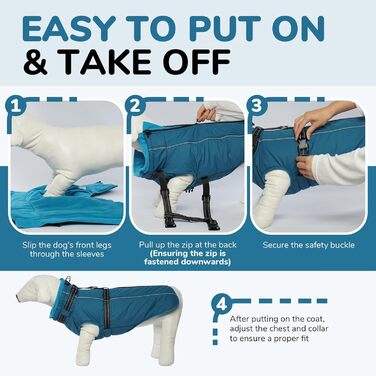 Теплий зимовий одяг для собак Lelepet: куртка з інтегрованим шлейкою, вітронепроникна, з флісовою підкладкою, світловідбиваюча, синій, розмір M