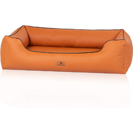 Ортопедичне собаче ліжко Knuffelwuff Lovelock M-L з штучної шкіри, 85 x 63 см, Rusty. Знімний чохол, легко мити, для великих, середніх та малих собак. Розміри: 85 x 63 x 23 см