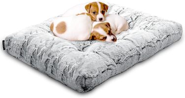 Делюкс лежанка для собак маленьких порід, м'яка підстилка в клітку, товста лежанка для собак, пухнаста килимок для домашніх тварин, 76.2 x 55.9 x 7.6 см, Сірий, Medium