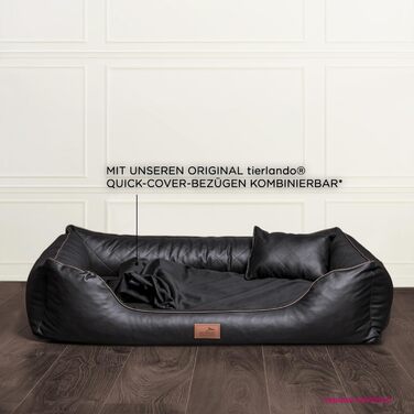 Ортопедичне ліжко для собак Tierlando® Louis з степленого штучного шкіровинилу в клітинку з матрацом з Memory Foam, розмір 100x75 см, колір: чорний