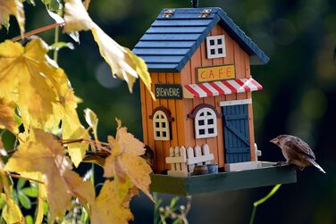 Дім для птахів Dobar® 25119FSC - дерев'яна годівниця для птахів у стилі Вестерн, 18x18x23 см, кольоровий (кафе)