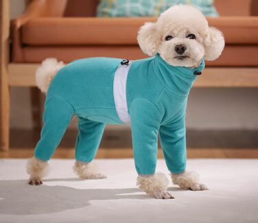 Теплий флісовий одяг для собак, зимовий, з довгим рукавом, для чотирилапих, регульований, для собак маленьких та середніх розмірів, розмір XS (Синій)