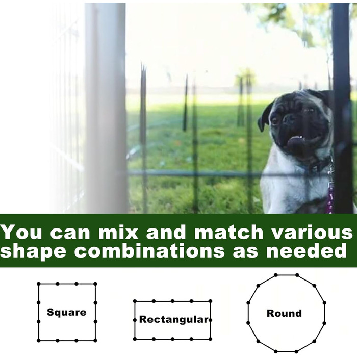 Забіг для собак, 122 см (в), огорожа для домашніх тварин, для кемпінгу, саду, автодому, металева огорожа, 16 панелей з воротами, 100 см (д), чорний, тимчасовий забіг