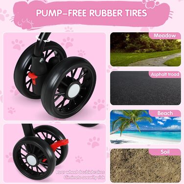 Візок для тварин для маленьких собак та котів, складної конструкції, з 4 колесами, легкий, з дихаючим мережем та тримачем для напоїв, для котів та собак до 7,5 кг (рожевий)