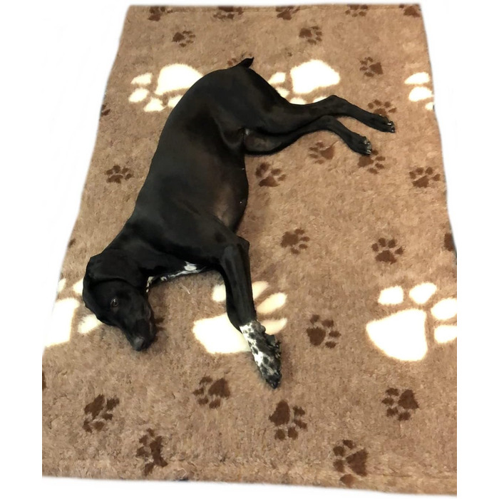 Килимок для собак Elropet Premium 30mm, антиковзаючий, для маленьких та великих собак, Vet Bed, розмір L (160x100 см), коричневий + білий слід лапки