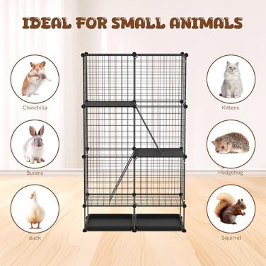 Металевий вольєр для котів UISEBRT для вулиці та дому, 3-рівневий, з знімною ванною, 2 сходинками та 3 дверима. DIY вольєр для котів як тренувальний, місце для відпочинку або вуличний вольєр