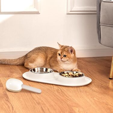 Набір мисок для кота та собаки LAOPET: миска для води та корму, нержавіюча сталь, силіконова підставка, ложка