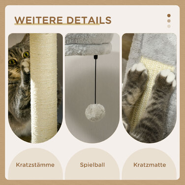 PawHut Cat Tree 1415см Cat Tree with Cat Cave Play Ball Підвісне ліжко 2 платформи Сизаль для любителів кішок