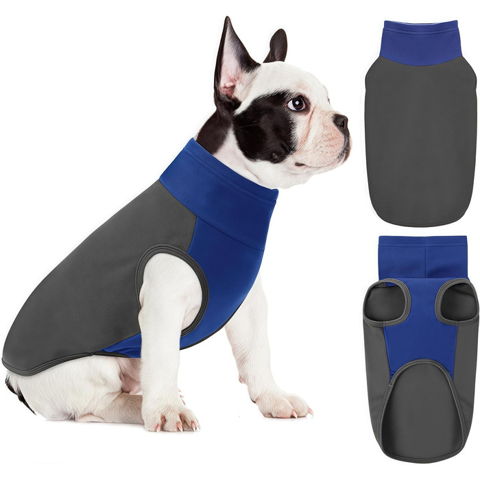 Пуловер для великих собак з флісу, ультра м'який, без рукавів, високий комір (L, обхват грудей 48 см, сірий)