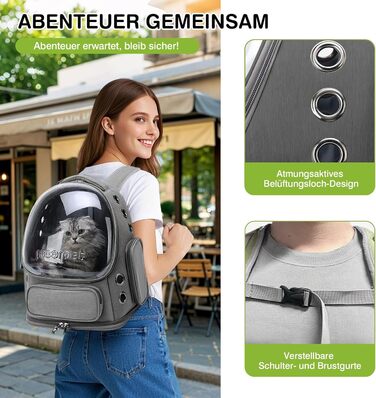 Рюкзак-переноска для котів та собак ALLSOPETS Bubble Carrier – сірий, до 7.5 кг