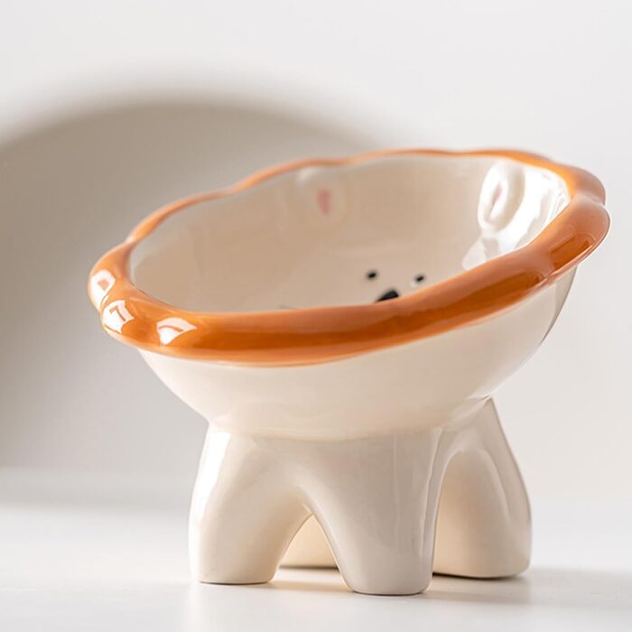 Підвищений годівниця для котів Busnos, керамічний, синій, 14x13x11 см, нахил 15°