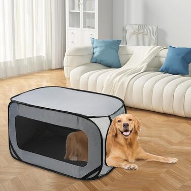 Транспортна переноска для собак та котів, складана, Pop-Up, 94x53x53 см, сіра